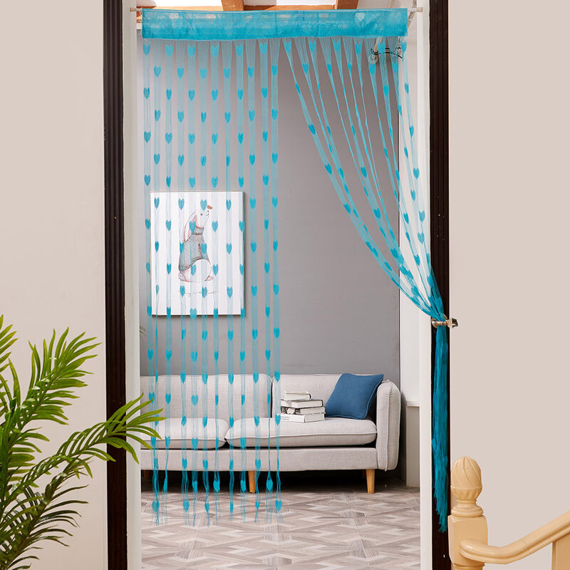 Cortina de cuerda de corazón de amor, divisor de puerta y ventana, cenefa transparente para el hogar, sala de estar, 50x200cm