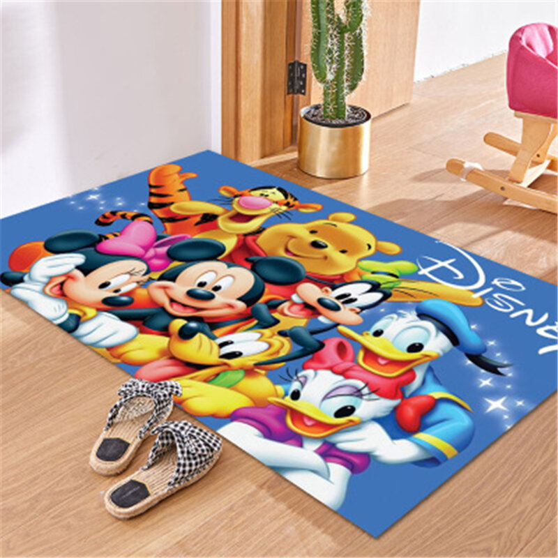 Alfombrilla impermeable de Mickey y Minnie para puerta, tapete de dibujos animados, alfombras bonitas para cocina, dormitorio, alfombras decorativas para escaleras, artesanías de decoración del hogar