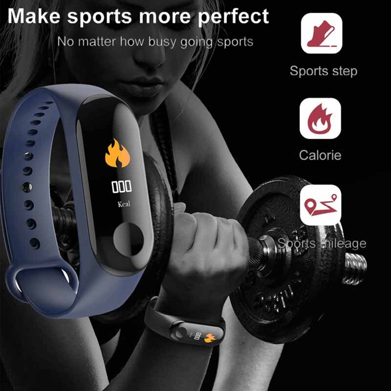2019 m3 스마트 시계 남성 여성 심박 측정기 혈압 피트니스 트래커 smartwatch 스포츠 스마트 밴드 for ios android