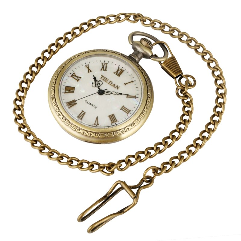 Antique Nice Alloy Case Quartz Watch Normal Shell Dial with Roman Numerals Pocket Watches Chain Pendant Watch for Men Women