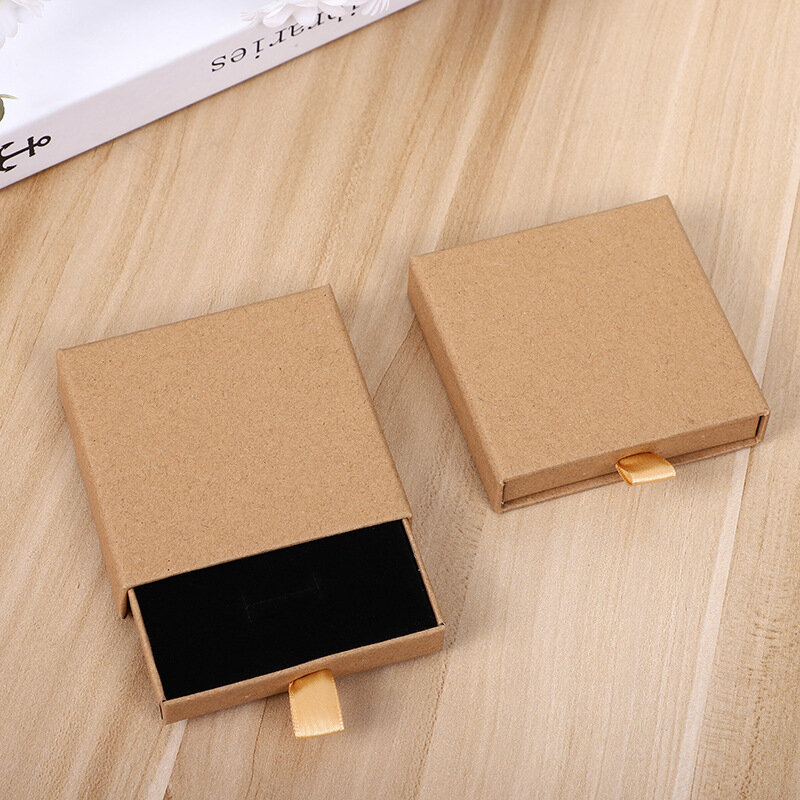 New Arrive Thin Kraft Paper Drawer Jewelry Packaging Box Greeting Card Necklace Bracelet Gift Package Case Boxes Dropshipping