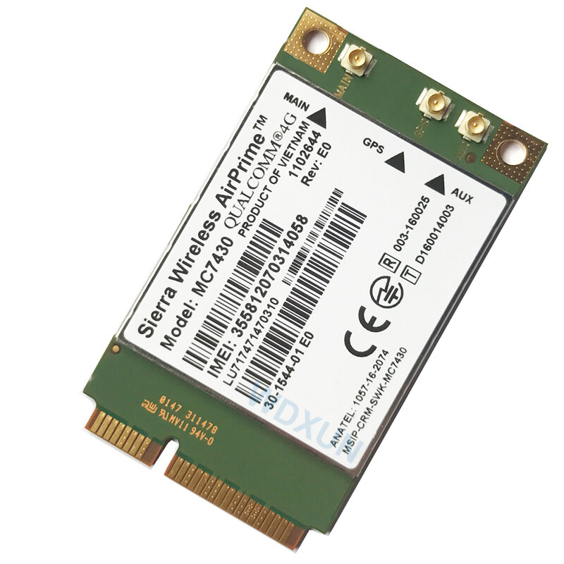 MC7430 4G Module FDD-TDD LTE CAT6 HSPA + GNSS WWAN Thẻ USB 3.0 MBIM Giao Diện PCIe Mini 4G thẻ