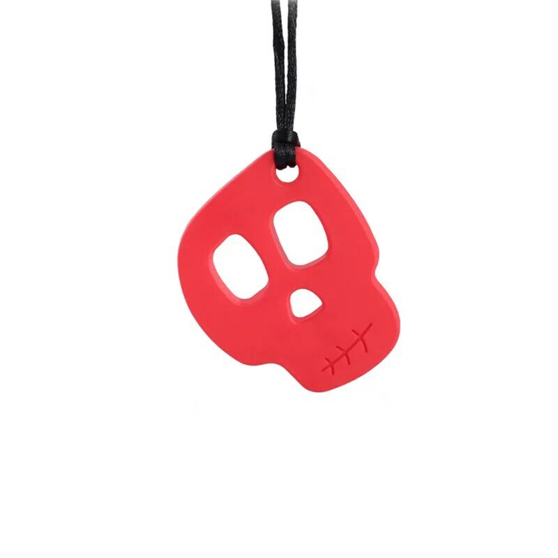 Neue Baby Beißring Schädel Kauen Halskette Baby Silikon Beißring Sensorischen Chewelry Spielzeug Autismus Therapie Werkzeug Sonder Bedürfnisse ADHS