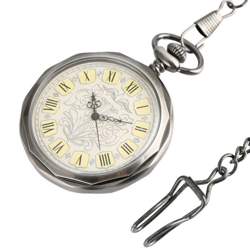 Механические карманные часы в ретро стиле с ручным заводом, антикварные открытые циферблаты с римскими цифрами, прозрачный скелет, винтажная цепь на брелок, подарок для мужчин