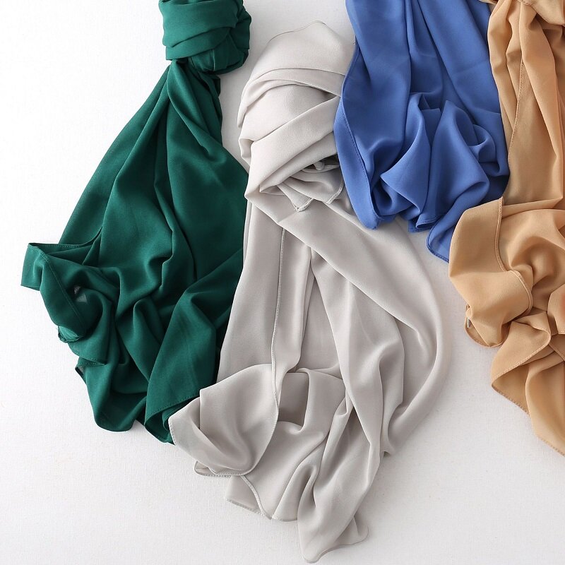 Premium Chiffon Bawal scialle quadrato tinta unita donne musulmane foulard fascia morbida testa avvolgere buono per tutte le stagioni 110X110cm