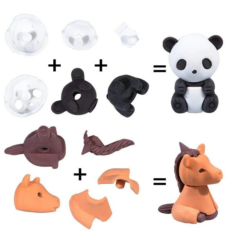 30/Pcs Creative Cute Animal Eraser Individual Package Detachable Eraser Student Prize Stationery Wholesale