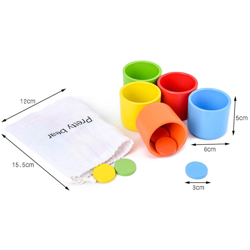 モンテッソーリ-子供向けのさまざまな色の分類カップ,教育玩具