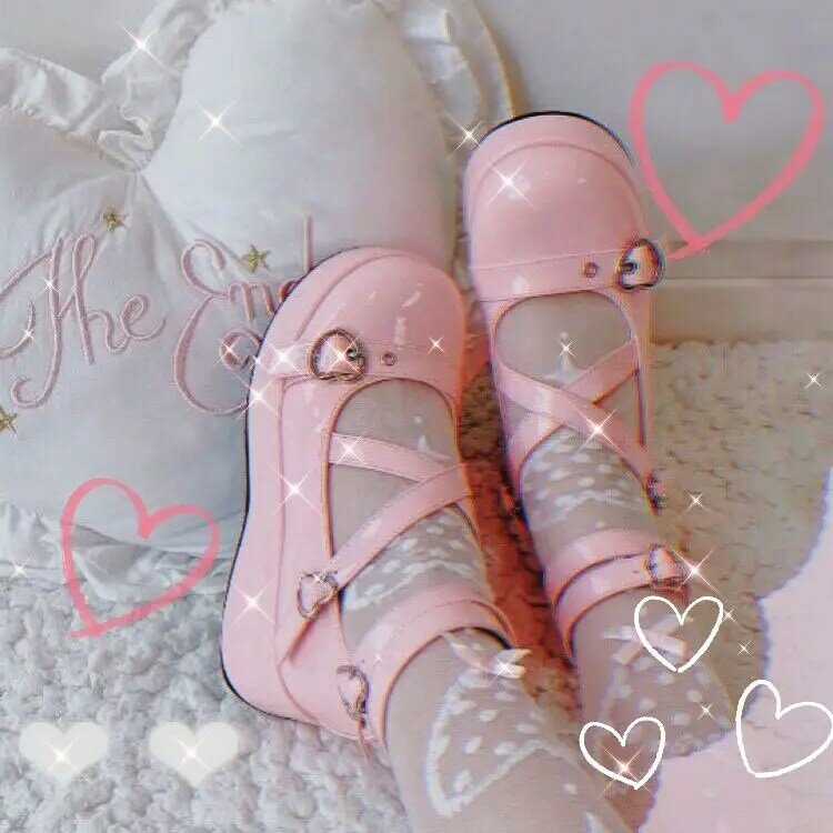 Женские туфли-лодочки на танкетке, с застежкой, с изображением ангела летучей мыши, 2021, японские туфли