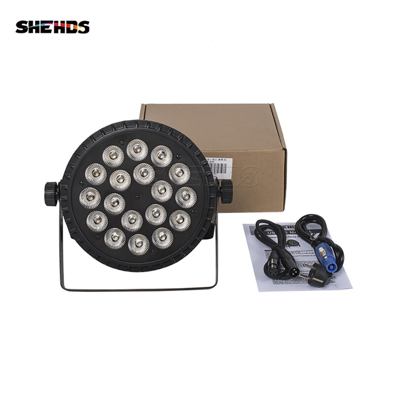 Shehds-equipamento profissional de dj para palco, com luz led plana de alumínio, 18x12w, rgbw/18x18w rgbwa + uv, 4 peças