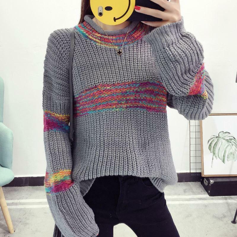 Пуловер женский осенне-зимний с круглым вырезом, 2020