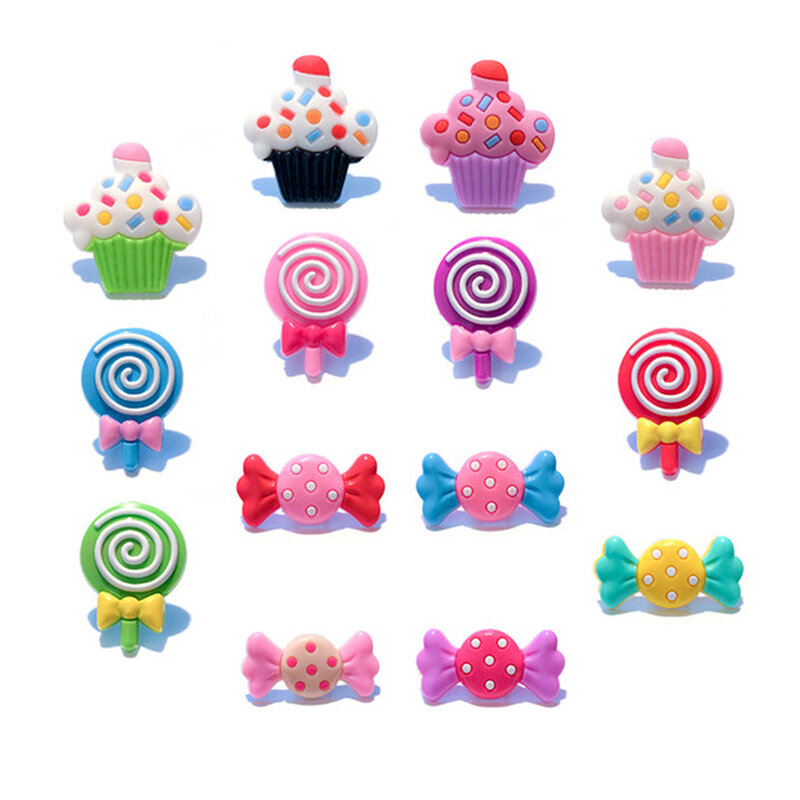 Vendita singola 1 pz Candy Lollipop gelato scarpa Charms accessori decorazioni PVC Croc jibz fibbia per bambini festa regali di natale