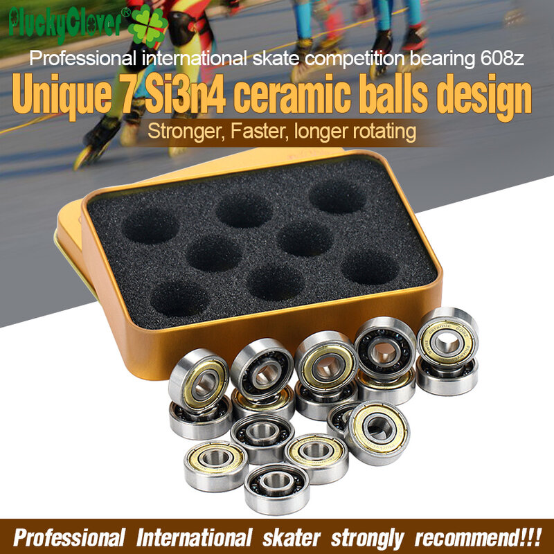 Rolamento de esferas de cerâmica PluckyClover, Patins, Patinação de velocidade, Tênis 7 Ball Skate, Abec11 608