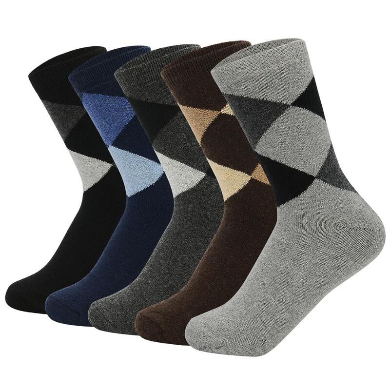 Meias de algodão masculinas grossas, 5 pares, manter o calor, piso meias macias, térmicas, patchwork, cor, inverno, meias grossas para homens de alta qualidade