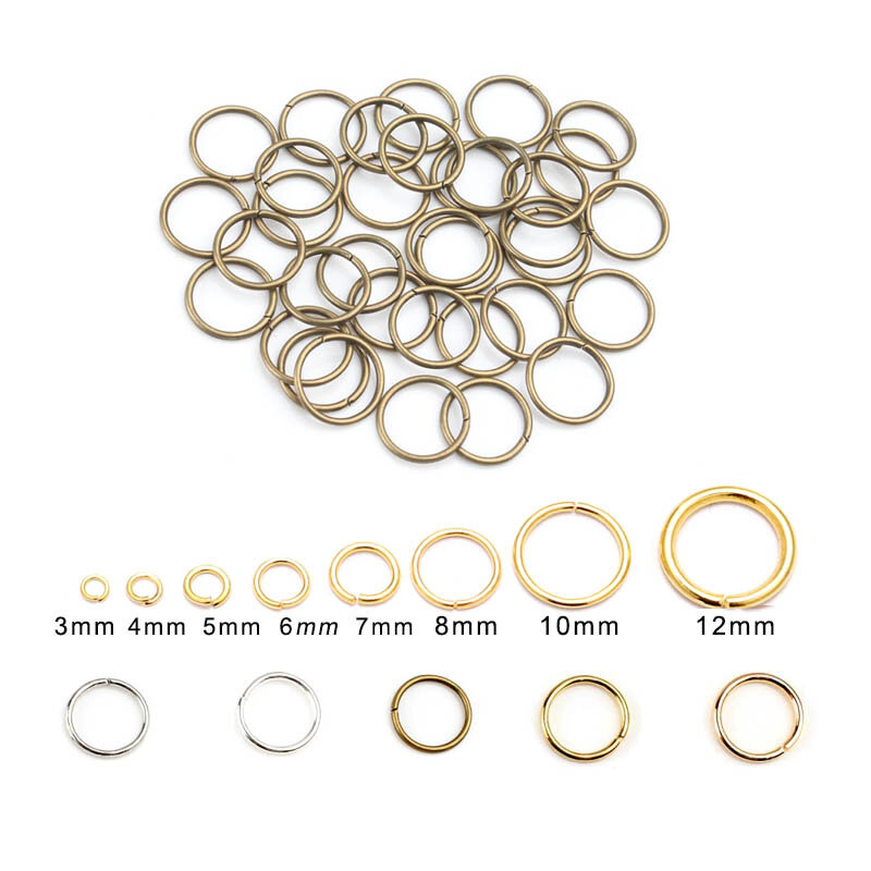 Anéis de Metal Open Jump para Fazer Jóias, Loops de Ouro e Prata, Anéis Split, Conectores para DIY, Encontrar, Acessórios Suprimentos, 3-12mm