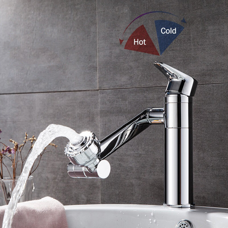 360 ° 回転式洗面器ミキサー,温水と冷水,シャワーヘッド,バスルームアクセサリー