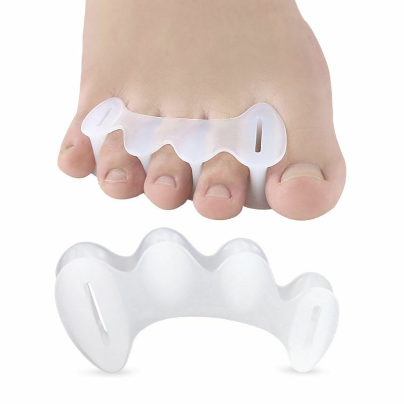 Corretor separador de dedos de silicone, 1 par de martelo para tratamento do dedo do pé com três furos, para hálux valgus