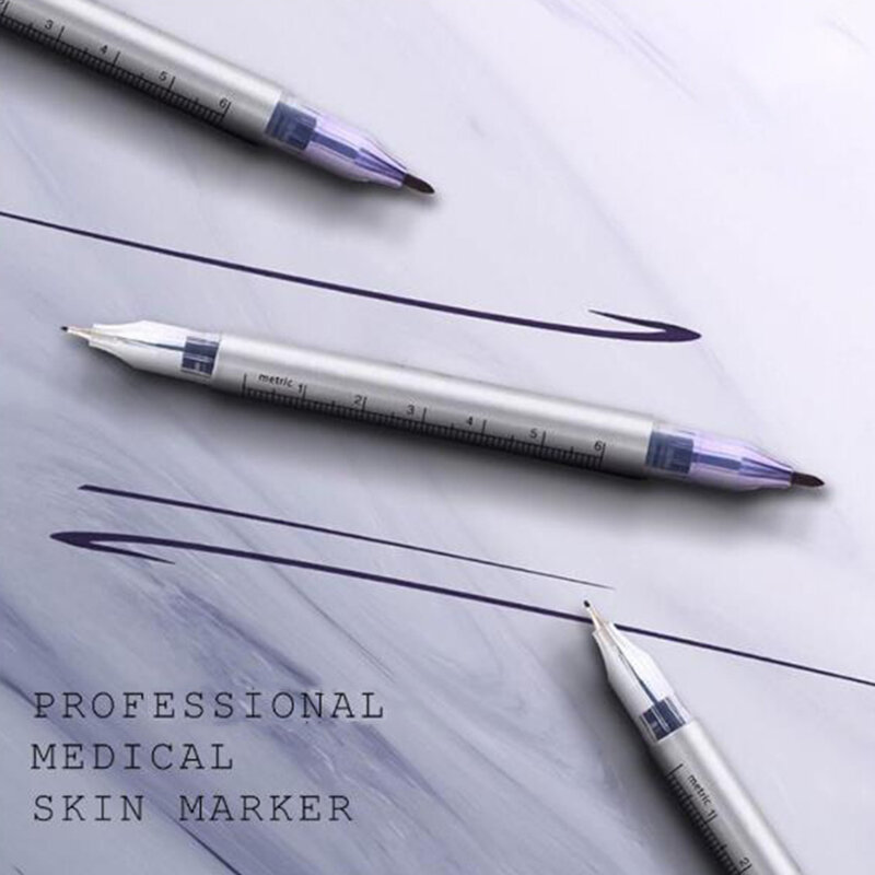 Хирургический маркер для татуажа бровей и кожи, ручка, инструмент, аксессуары, маркер для татуажа, ручка с измерительной линейкой, микроблейдинг, позиционирование
