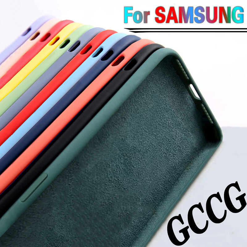 Casing untuk Samsung Galaxy A50 A51 A70 A71 S20 S21 S10E S10 Plus Note 8 9 S9 S8 Coque Sampul Lembut Silikon Cair Asli Mewah