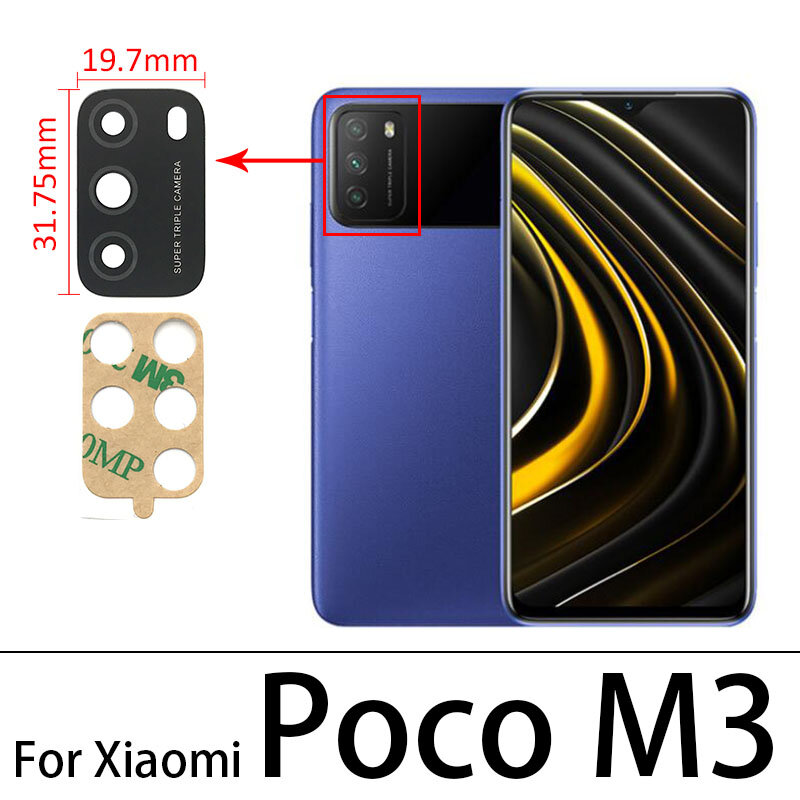 Obiettivo in vetro per fotocamera obiettivo posteriore in vetro per fotocamera posteriore con colla per Xiaomi Poco F1 F2 F3 F4 F5 M3 X3 M4 X4 Pro GT 4G 5G