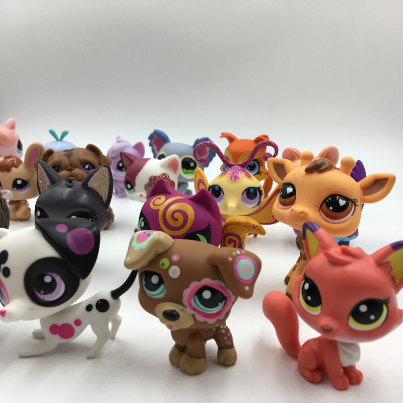 LPS CAT-Mini Littlest Pet Shop Toy, Stands bonitos, Cão, Figura Original Rara, Bobble Cabeça Gatinho, Collie Spaniel, 10pcs por lote