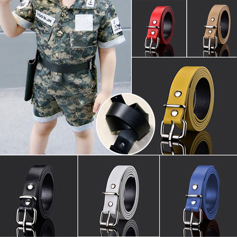 Cinturones de cuero para niños y niñas cinturón cintura fácil hebilla metálica para pantalones vaqueros cinturón ajustable