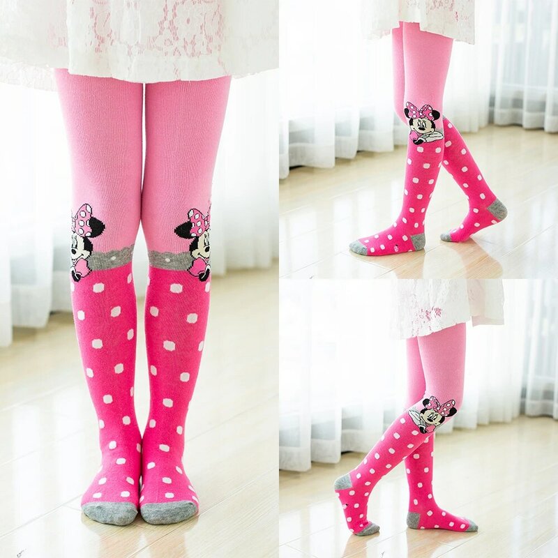 Disney Pantyhose Girl Hello Kitty Cartoon Cotton Tights For Baby Girls  Cute Pink Grey Knitted Stockings Girl Suitable for 2-10Y
