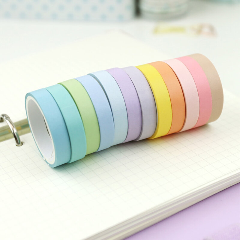 12 Pcs/lot 7.5mm x 3m Rainbow Decorative Adhesive Tape Masking Washi Tape Decoration Diary School Office Supplies Stationery
