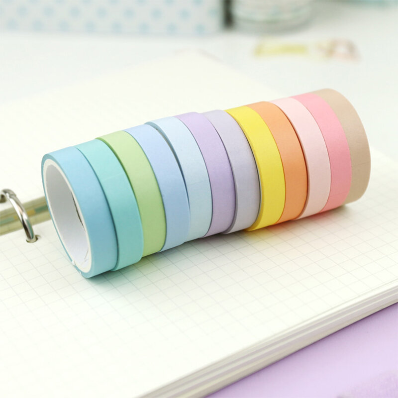 12 Stks/partij 7.5Mm X 3M Rainbow Decoratieve Plakband Masking Washi Tape Decoratie Dagboek School Kantoorbenodigdheden Briefpapier