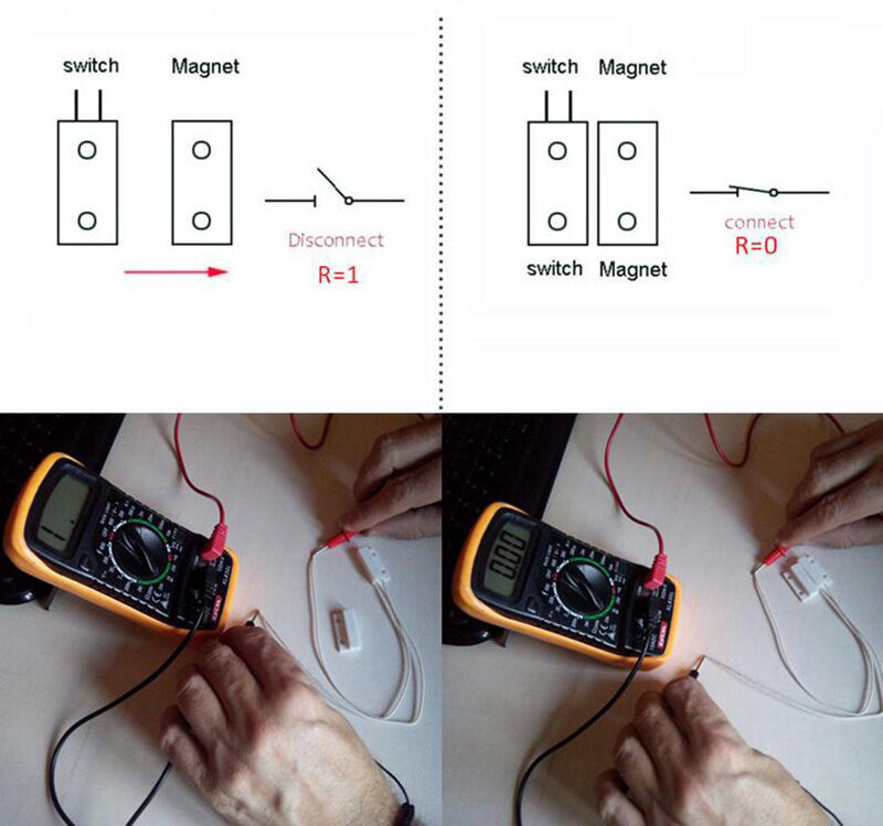 Przewodowy czujnik do okien drzwi detektor przełącznik magnetyczny normalnie zamknięty NC normalnie otwarty NO dla System alarmowy do domu