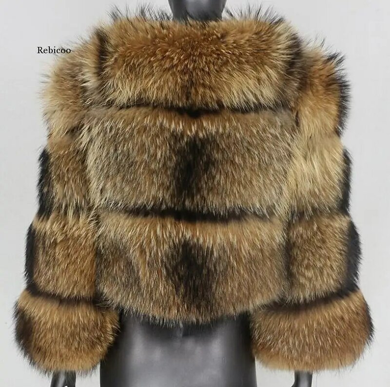 Veste d'hiver en fausse fourrure de raton laveur pour femme, manteau épais et chaud, Streetwear