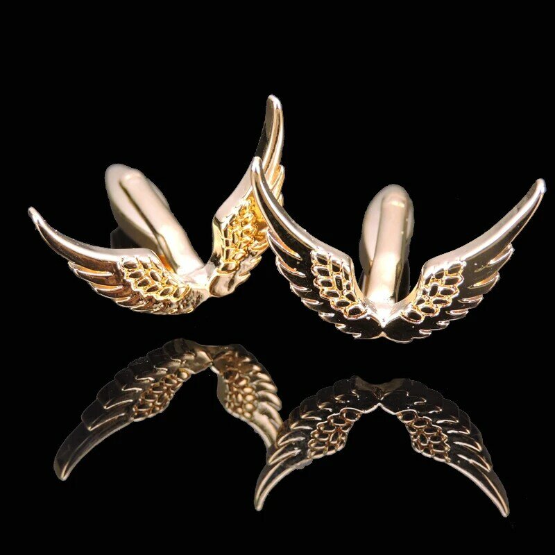 Wings of freedom-gemelos de ala dorada para hombre, camisa francesa, botones, joyería para mujer