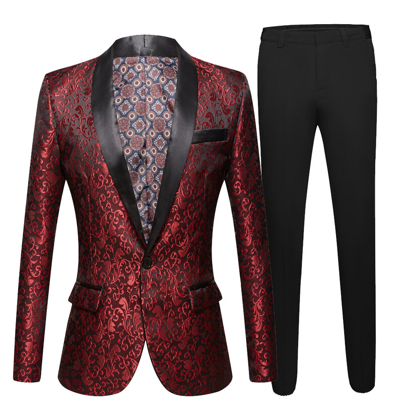 Nieuwe Wijn Rood Zwart Wit Roze Blauw Mannen Pak Slim Fit Tuxedo Custom Blazer Bruidegom Prom Wedding Suits (Jasje + Zwarte Broek)