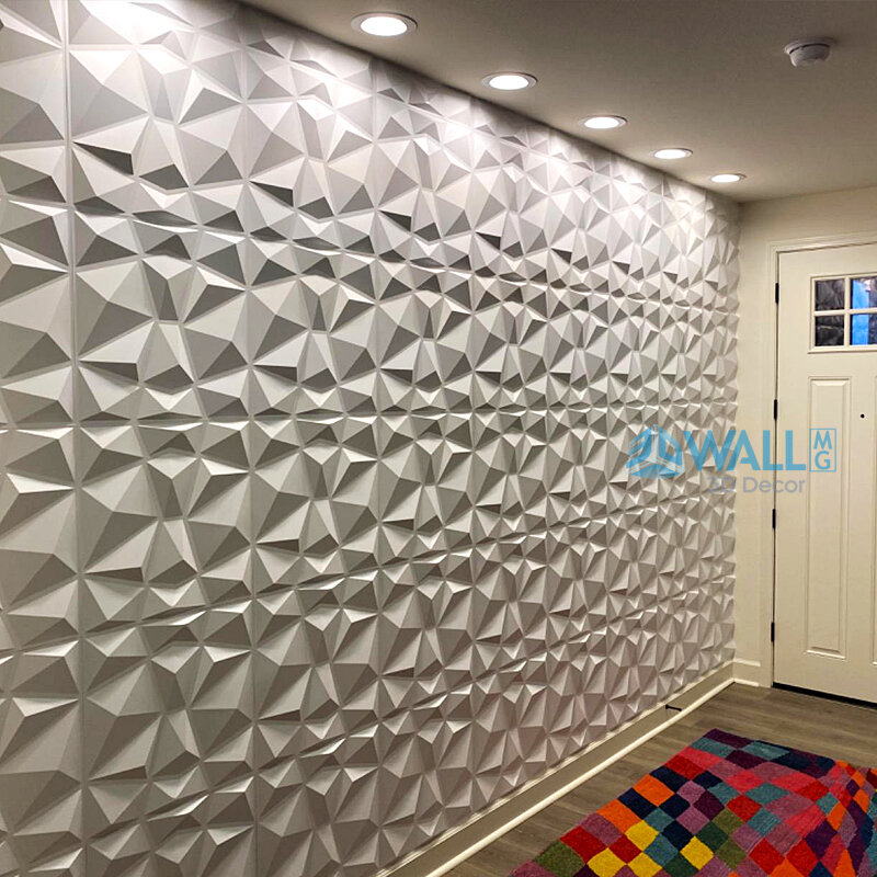 다이아몬드 디자인의 3D 벽 패널, 무광 블랙 벽지, 타일 패널 금형, 90 년대 미적 방 장식, 30x30cm, 12 개