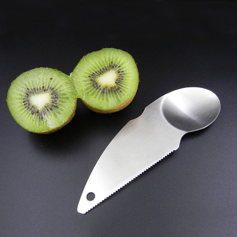 Cuillère à kiwi en acier inoxydable de qualité alimentaire, couteau dentelé, épluchage, outil de coupe de viande d'avocat, accessoires de cuisine, 304