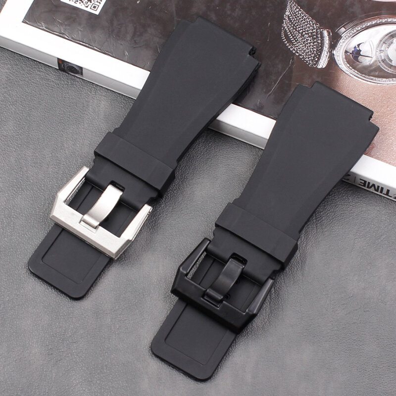 Guarda accessori Campana 34x24mm cinturino in gomma di silicone Rosa BR-01 BR-03 PVD sport all'aria aperta impermeabile della cinghia fibbia
