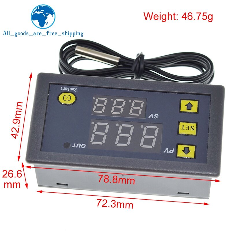 W3230 12V 24V AC110-220V Sonde linie 20A Digitale Temperatur Control Led-anzeige Thermostat Mit Wärme/Kühlung Control instrument