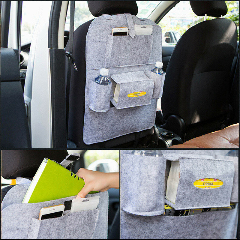 비 짠 펠트 자동차 좌석 다시 주최자 스토리지 가방 전화 태블릿 iPad 홀더 포켓 뒷좌석 킥 프로텍터 커버 어린이위한