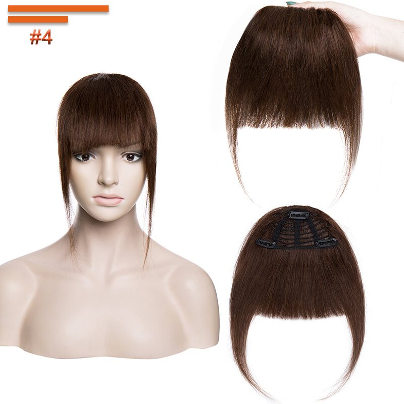 SEGO 25g Clip in Bangs 100% Human Hair Bangs Fringe Thick Blunt with Temples Real Hair Piece for Women 3 Clips Hairpiece