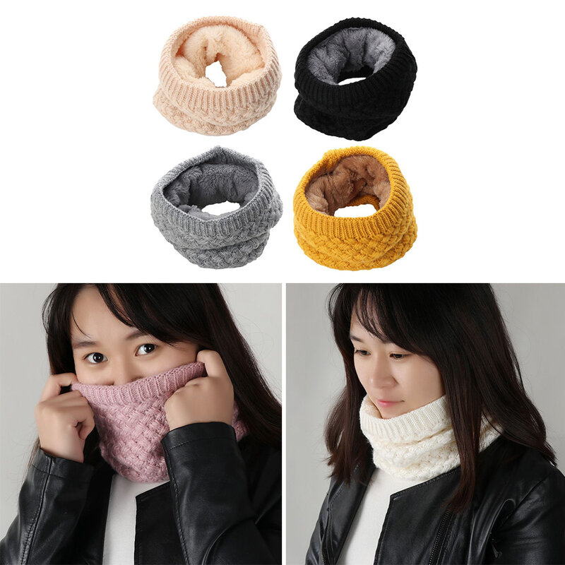 Новинка 2023, зимний шарф для мужчин и женщин, теплые вязаные кольцевые шарфы, шерстяной меховой плотный детский шарф, теплый плюшевый шарф для мальчиков и девочек