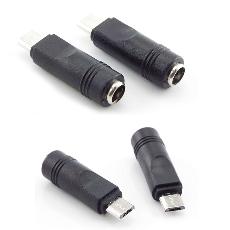 1Pcs Dc 5.5*2.1Mm Female Naar Micro Usb Male Plug Power Converter Jack Charger Adapter Connector Voor laptop/Tablet/Mobiele Telefoon