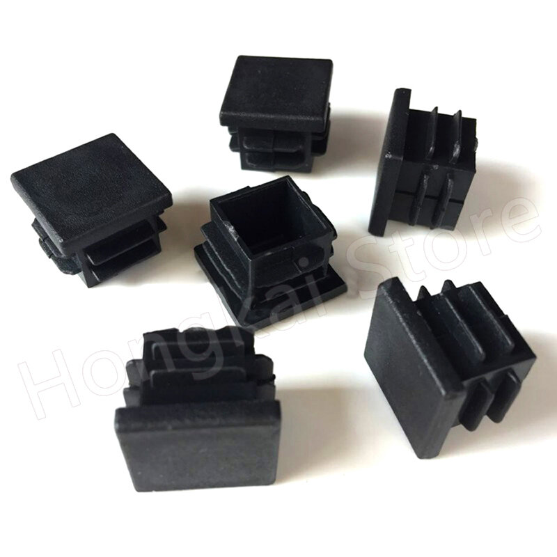 PE plástico preto quadrado tubo Plug, Blanking End Caps, inserções de tubos, Bung, cadeira, PE, 10x10mm, 100x100mm, 2-16pcs