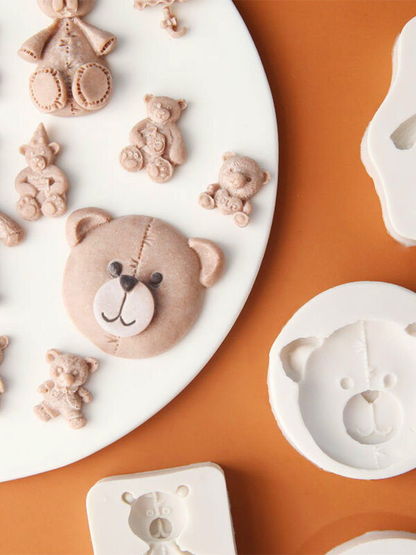 Jolis moules ours de dessin animé, outils de décoration de gâteau Fondant, moule en Silicone, outils de cuisson de chocolat pour gâteaux en forme de gomme