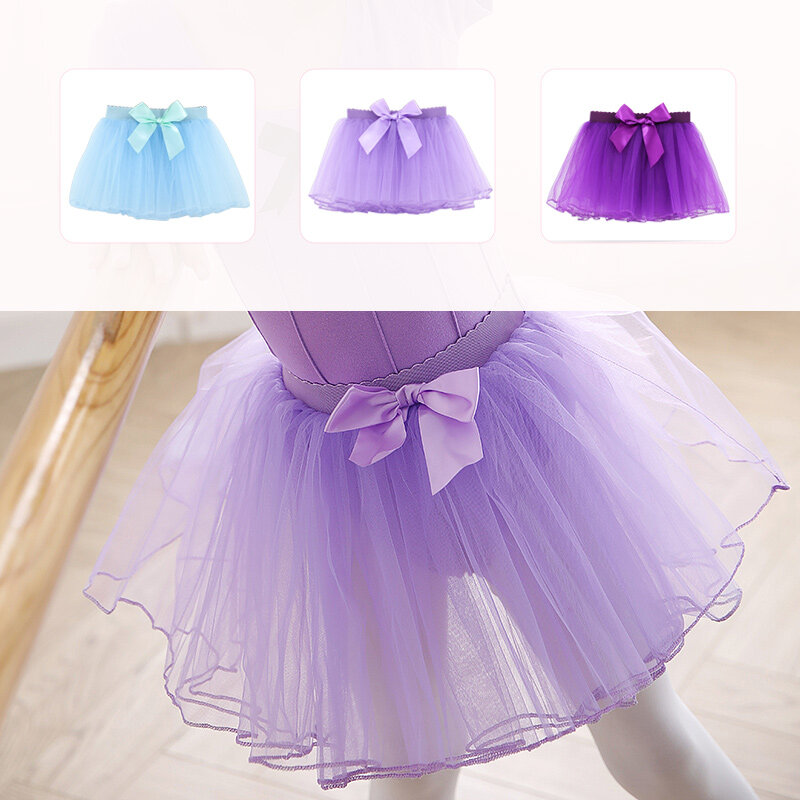 Детское балетное платье-пачка; Юбка-американка для девочек; Фатиновое платье для выступлений; Сетчатое платье с бантом; Балетные юбки средней длины