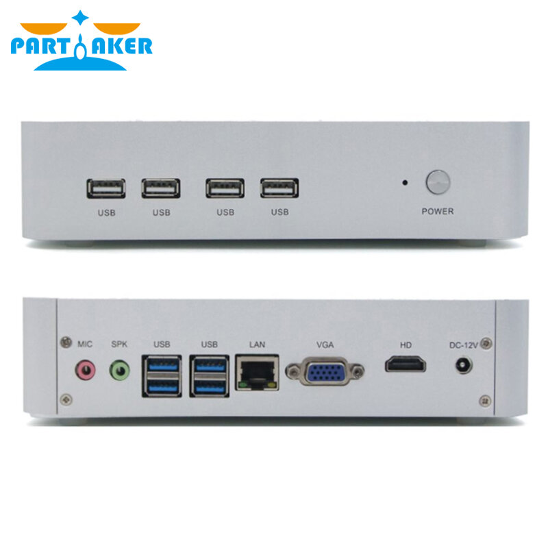 Partaker-B16 인텔 코어 i3 8140U 2 * DDR4 mSATA M.2 NVMe 팬리스 미니 PC, 윈도우 10, HDMI VGA USB 탑재