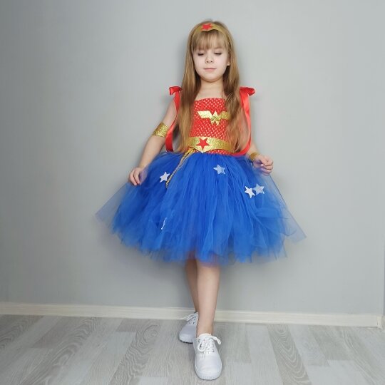 Wonder Woman kostum anak pahlawan super, Kostum Halloween untuk anak-anak