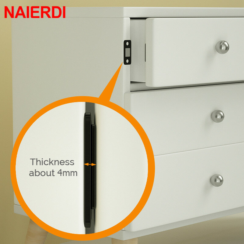 NAIERDI-Cierre magnético para armario, puerta oculta con imán, tornillo para hardware, muebles, 2 uds./set