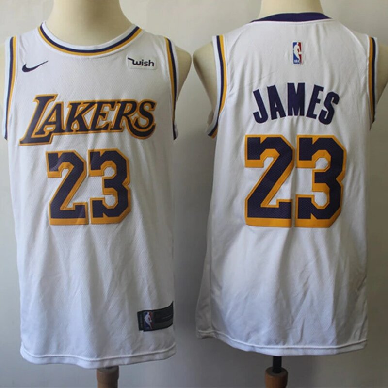 NBA degli uomini di Los Angeles Lakers #23 Lebron James Pallacanestro Jersey Città Edition Autentico Swingman Jersey degli uomini di Cucito maglie