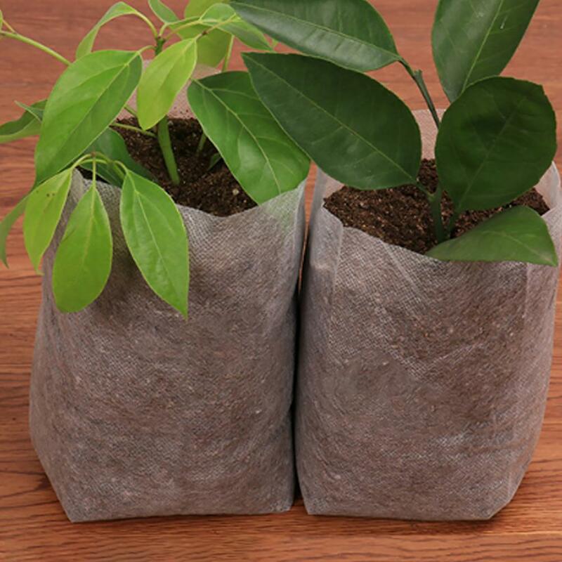 50% HOT 100pcs-degradabile resistente alla corrosione Non tessuto Non tessuto vivaio pianta coltiva borsa fioriera giardino protezione dell'ambiente