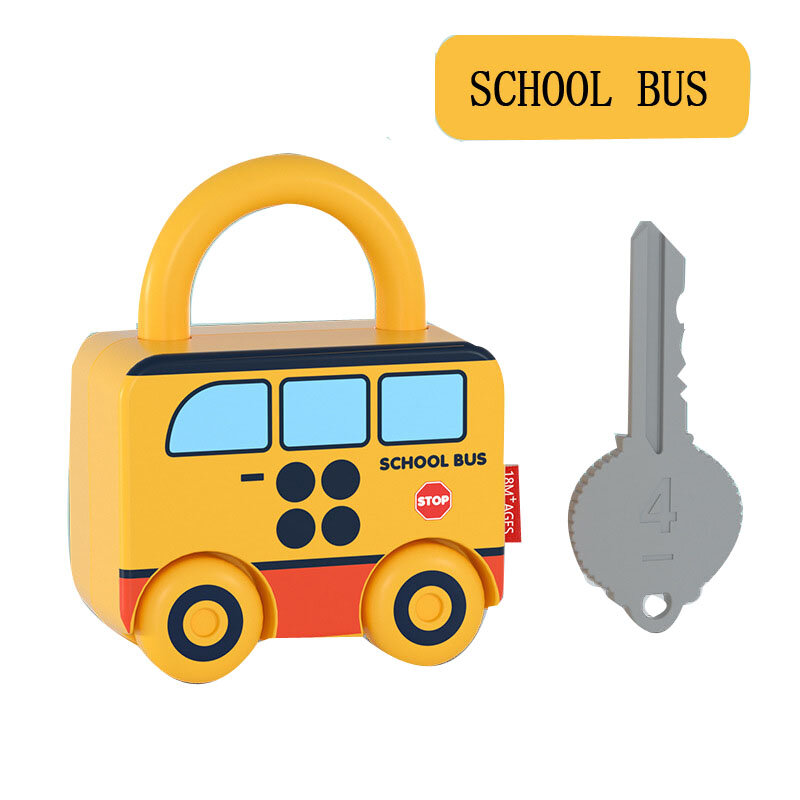 Giocattolo educativo per l'apprendimento precoce per bambini divertente lucchetto per auto piccola con numero di chiave giocattoli abbinati anche per il commercio all'ingrosso