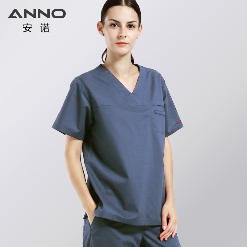 ANNO Cotton Scrubs Set mundury pielęgniarskie dla Unisex elastyczna odzież wysokość jakość strój pielęgniarki personel szpitala garnitur
